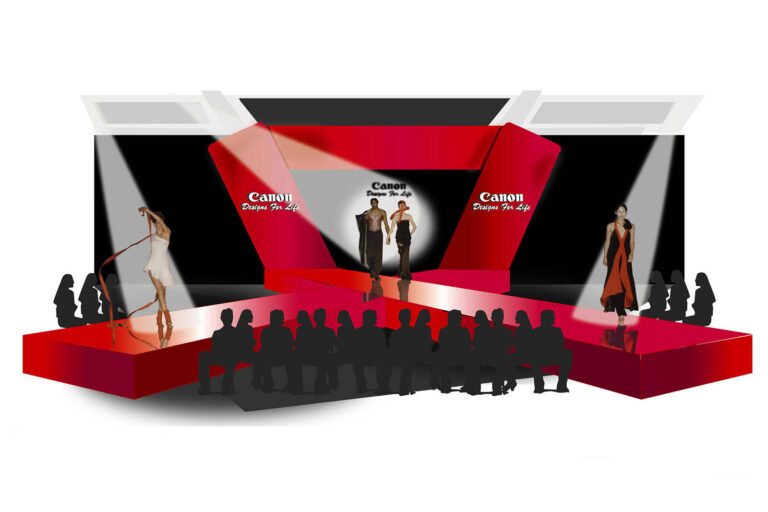 set design for Canon Designs for Life AIDS Red Ribbon catwalk show