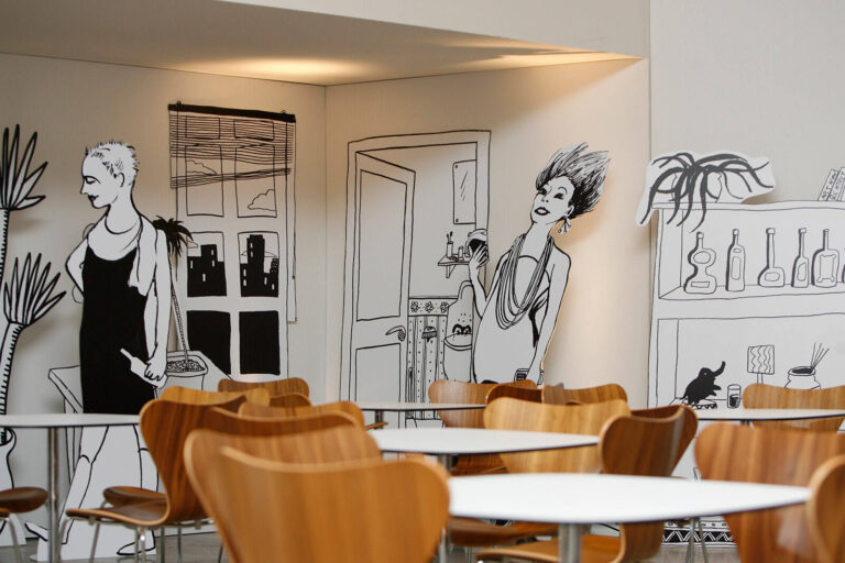 Hand-drawn interiors for the D&AD 'Yellow Pencil' Awards