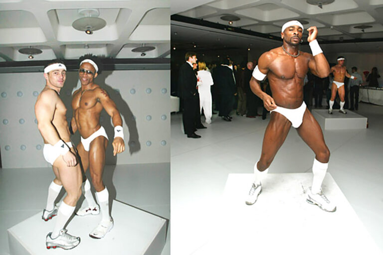 go go dancers at David LaChappelle Barbican Gallery exhibition after party