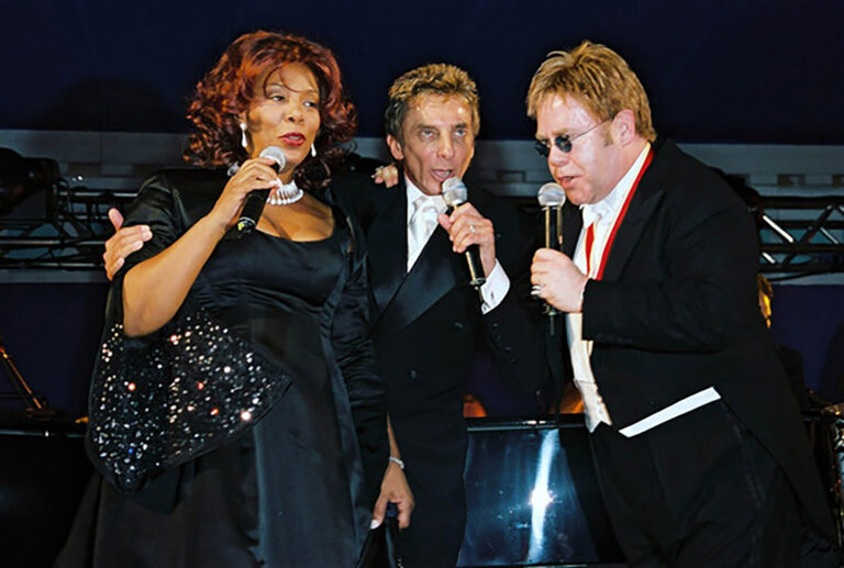 Donna Summer, Barry Manilow, and Elton John at Elton John’s White Tie & Tiara Ball