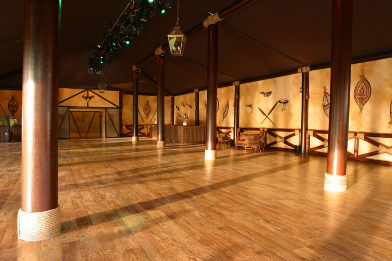 African game lodge interiors for Elton John’s White Tie & Tiara Ball