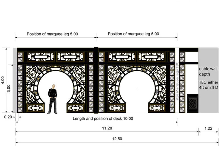 Chinese theme set designs for Elton John’s White Tie & Tiara Ball