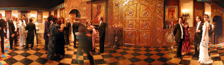 Russian church recreated in a tent for Elton John's White Tie & Tiara Ball
