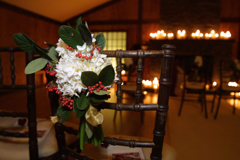 chair decorations at Elvis Costello & Diana Krall wedding