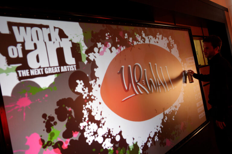 Digital graffitti wall at Sarah Jessica Parker's Work of Art tv show launch at MIPtv Cannes